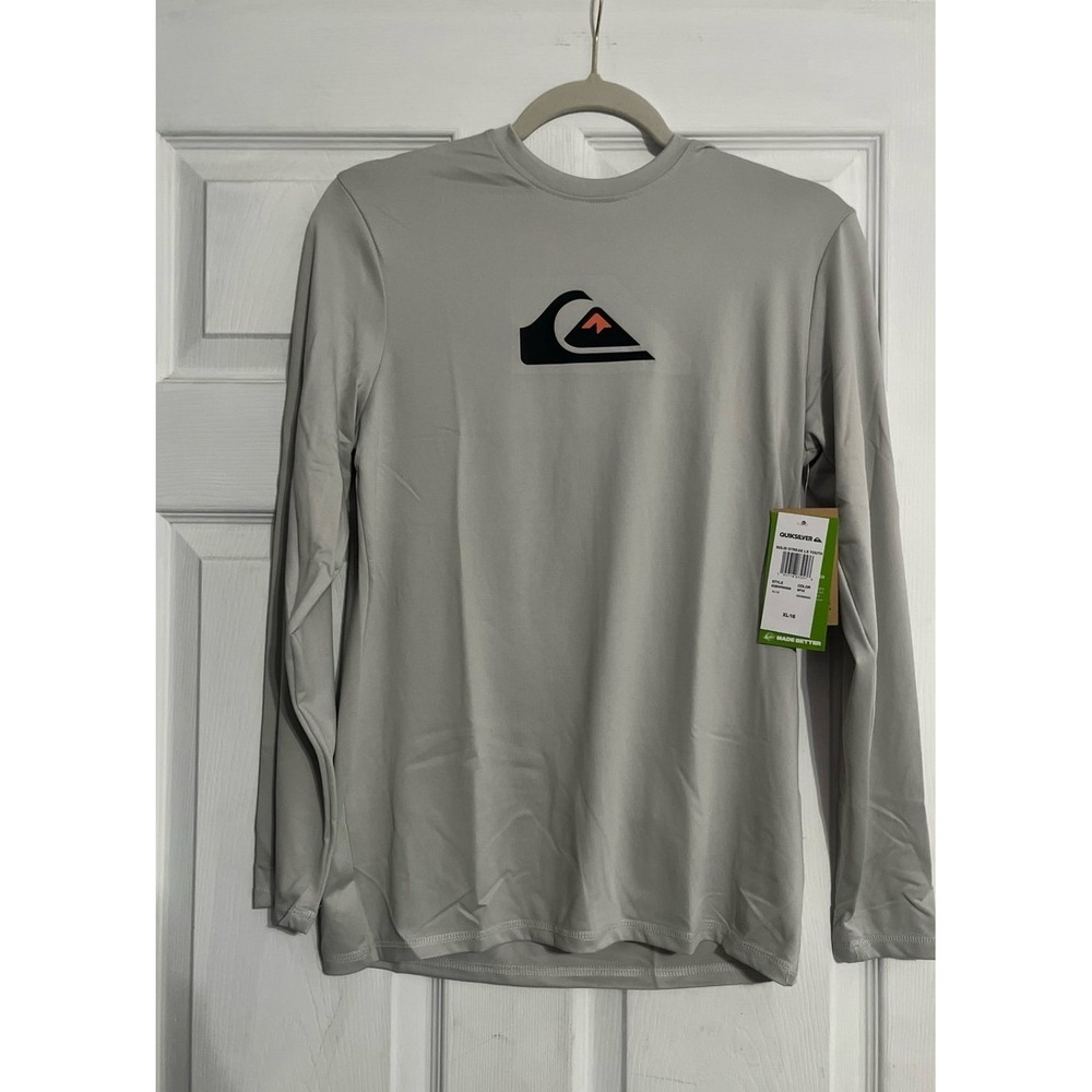 Quiksilver Solid Streak LS Youth Rash Guard Grey XL 16 Sun Shirt